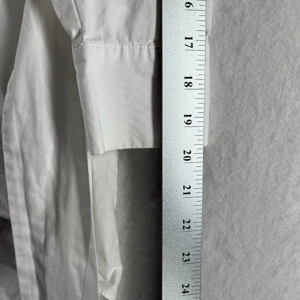 River Island Top Womens 8 Tunic Button Front Long Sleeve Tie Front Vented White - Picture 12 of 12